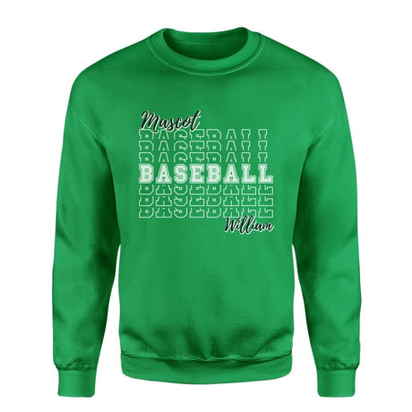 Custom Baseball on a Sweatshirt With Mascot and Baseball Player Name on a Sweatshirt