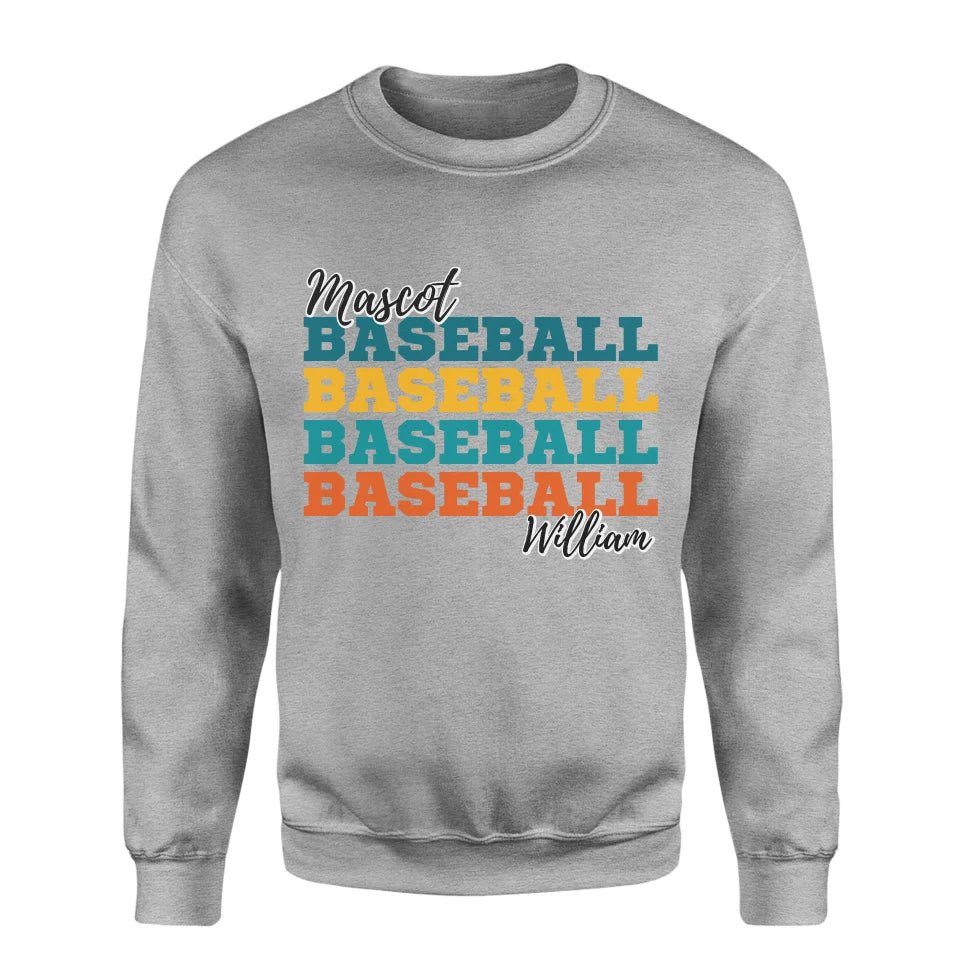 Personalized Baseball Baseball Baseball on a Sweatshirt With Mascot and Baseball Player Name on a Sweatshirt