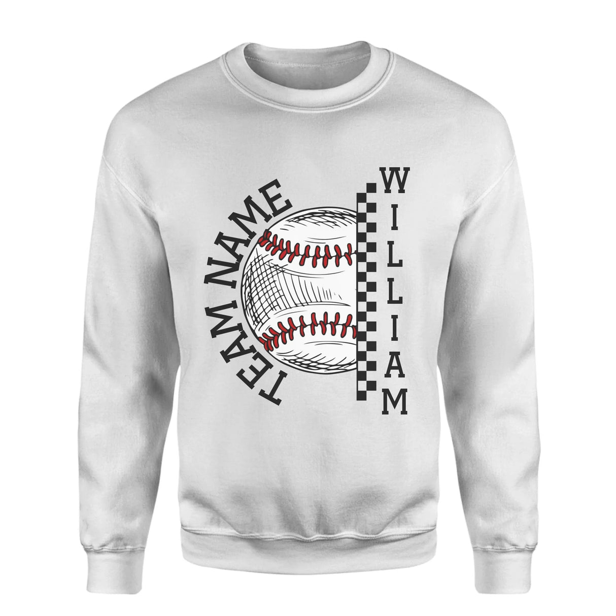 Personalized Baseball on a Sweatshirt With Team and Baseball Player Name on a Sweatshirt