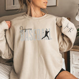 Personalized Baseball on a Sweatshirt With Modern Bold Design and Baseball Player Name on Sleeve on a Sweatshirt