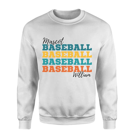 Personalized Baseball Baseball Baseball on a Sweatshirt With Mascot and Baseball Player Name on a Sweatshirt