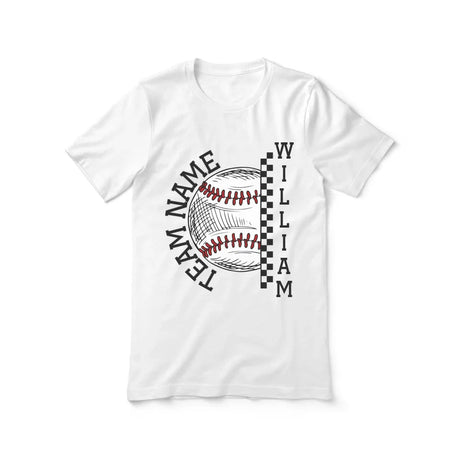 Personalized Baseball Shirt With Team and Baseball Player Name on a Unisex T-Shirt