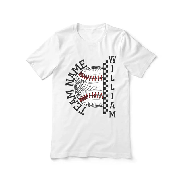 Personalized Baseball Shirt With Team and Baseball Player Name on a Unisex T-Shirt