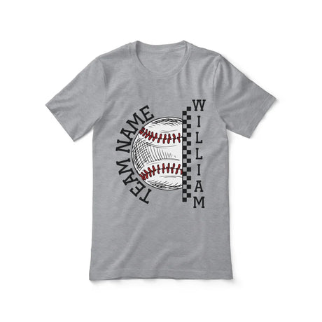 Personalized Baseball Shirt With Team and Baseball Player Name on a Unisex T-Shirt