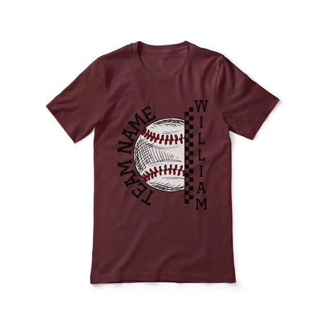 Personalized Baseball Shirt With Team and Baseball Player Name on a Unisex T-Shirt