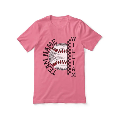 Personalized Baseball Shirt With Team and Baseball Player Name on a Unisex T-Shirt