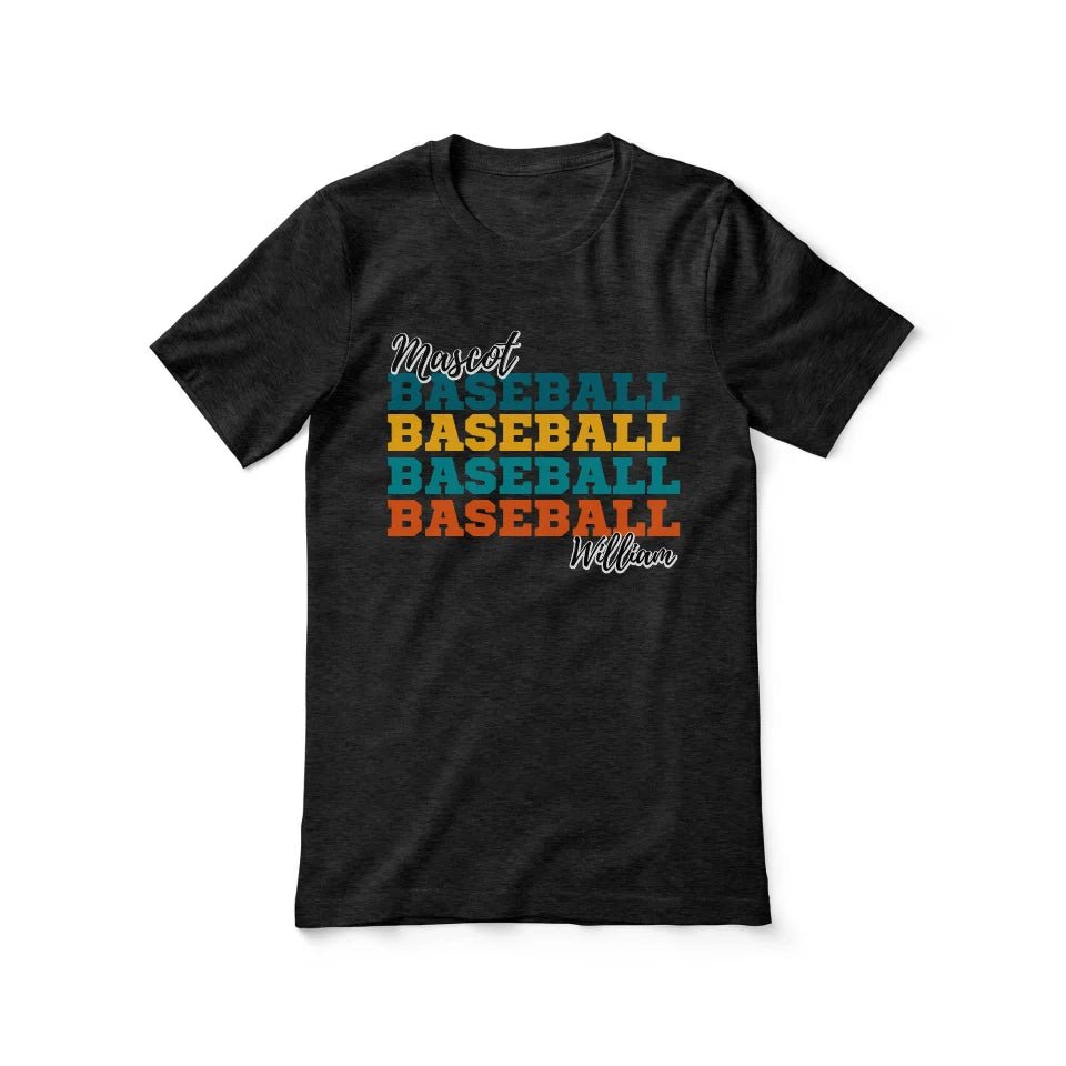 Personalized Baseball Baseball Baseball Shirt With Mascot and Baseball Player Name on a Unisex T-Shirt