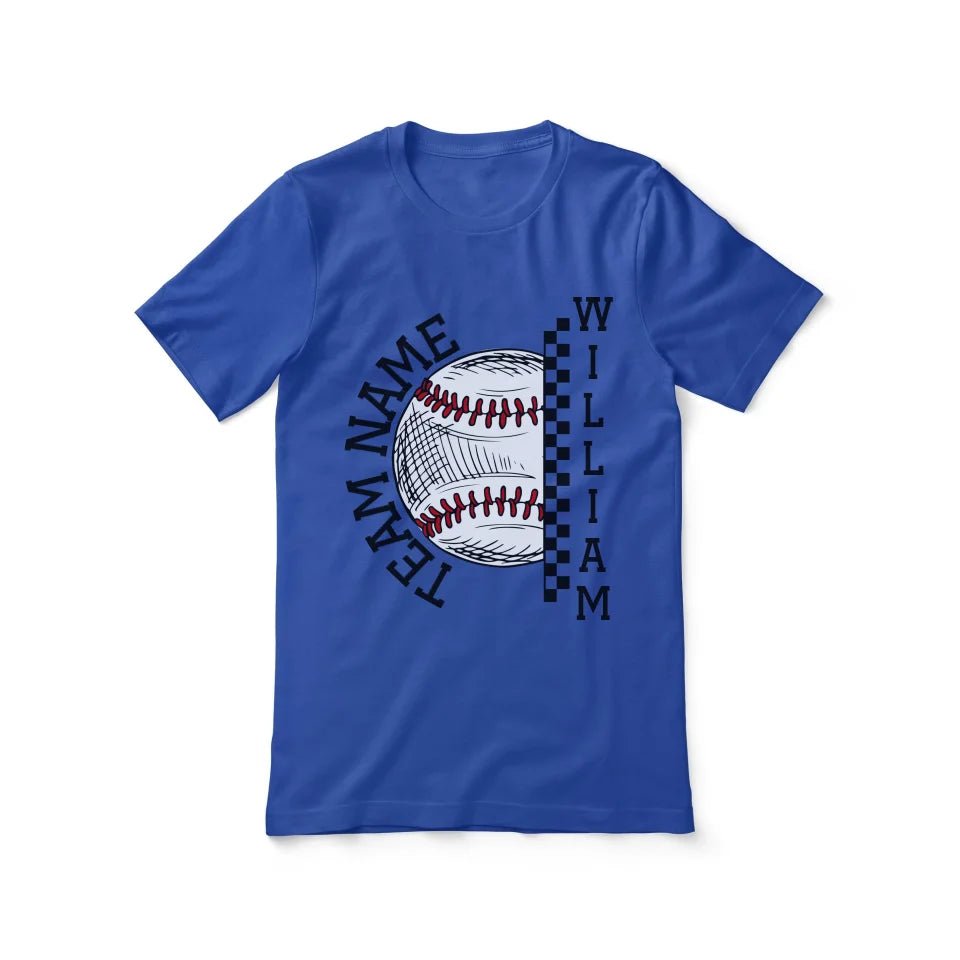 Personalized Baseball Shirt With Team and Baseball Player Name on a Unisex T-Shirt