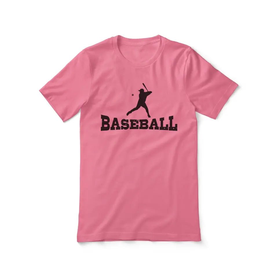 Basic Baseball with Baseball Player Icon on a Unisex T-Shirt with a Black Graphic