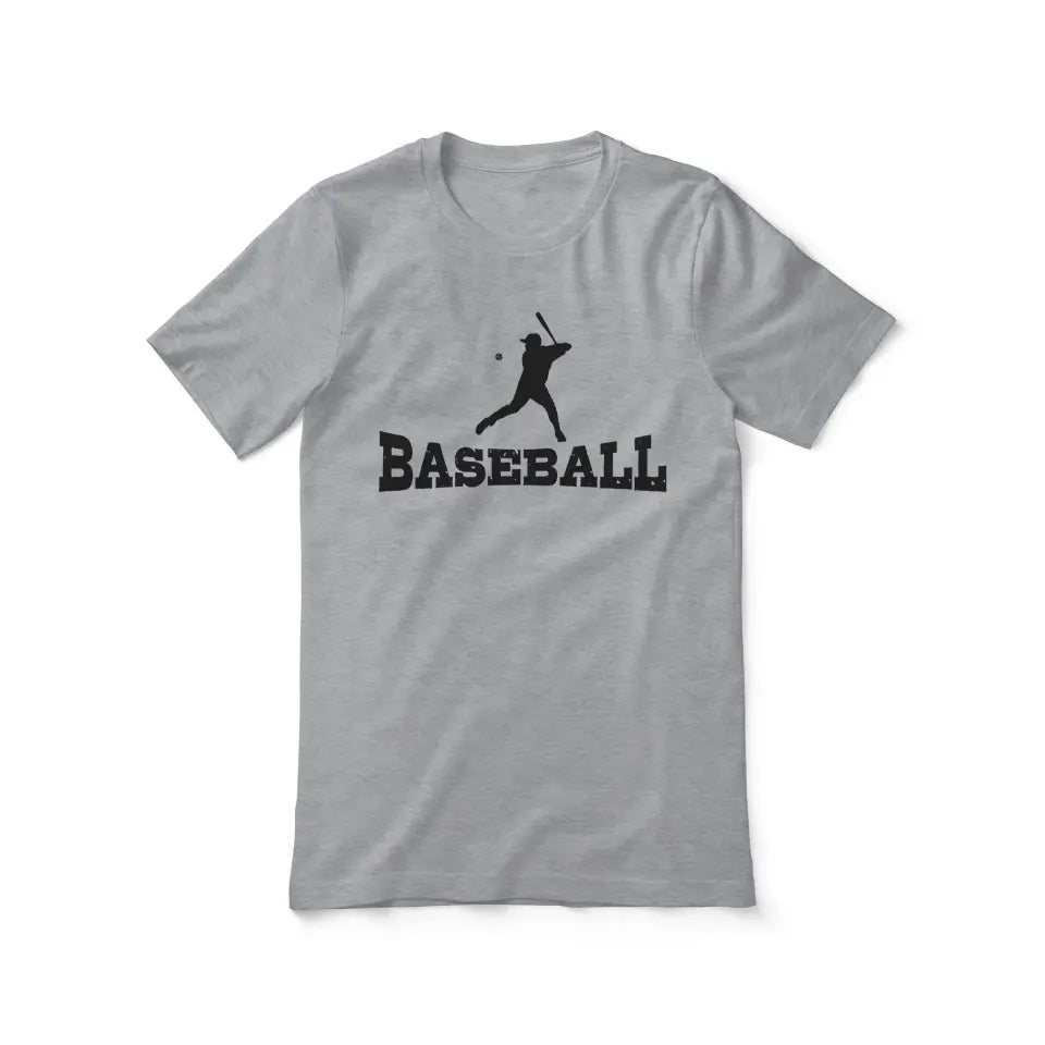 Basic Baseball with Baseball Player Icon on a Unisex T-Shirt with a Black Graphic