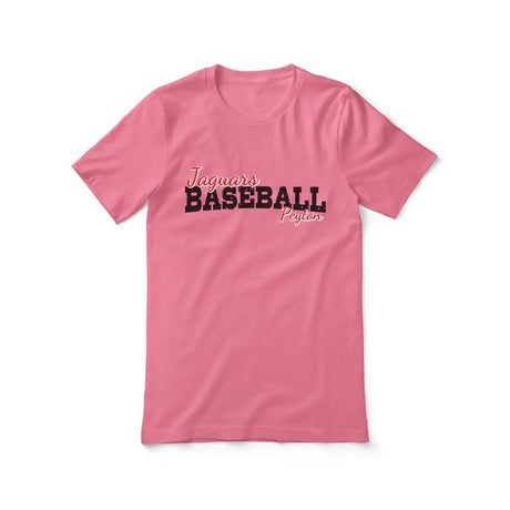 Custom Baseball Mascot and Baseball Player Name on a Unisex T-Shirt with a Black Graphic