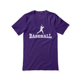 Basic Baseball with Baseball Player Icon on a Unisex T-Shirt with a White Graphic