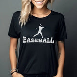 Basic Baseball with Baseball Player Icon on a Unisex T-Shirt with a White Graphic