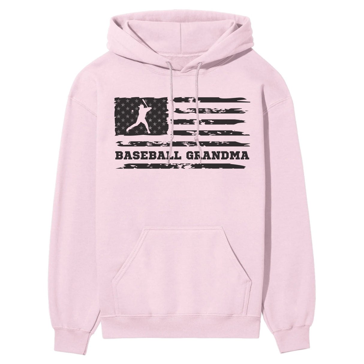 Baseball Grandma Horizontal Flag on a Hoodie with a Black Graphic