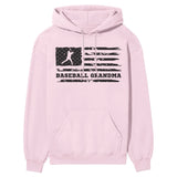 Baseball Grandma Horizontal Flag on a Hoodie with a Black Graphic