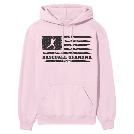Baseball Grandma Horizontal Flag on a Hoodie with a Black Graphic