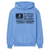 Baseball Grandma Horizontal Flag on a Hoodie with a Black Graphic