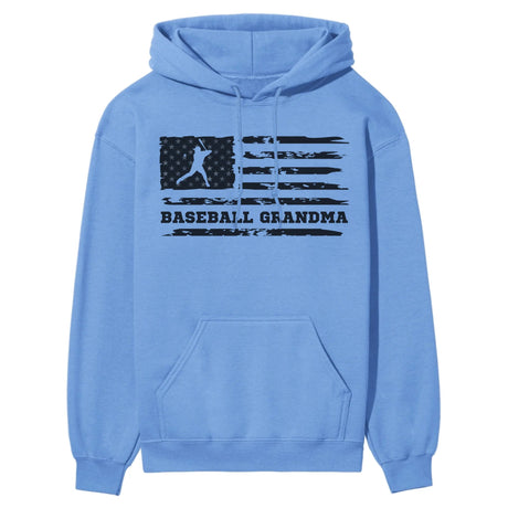 Baseball Grandma Horizontal Flag on a Hoodie with a Black Graphic