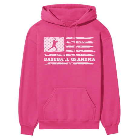 Baseball Grandma Horizontal Flag on a Hoodie with a White Graphic