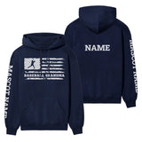 Baseball Grandma Horizontal Flag With Baseball Player Name on a Hoodie with a White Graphic