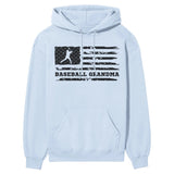 Baseball Grandma Horizontal Flag on a Hoodie with a Black Graphic