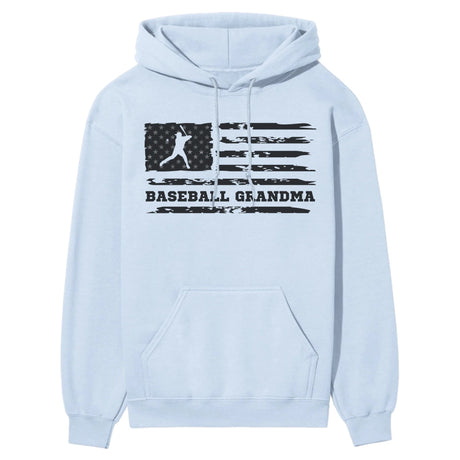 Baseball Grandma Horizontal Flag on a Hoodie with a Black Graphic
