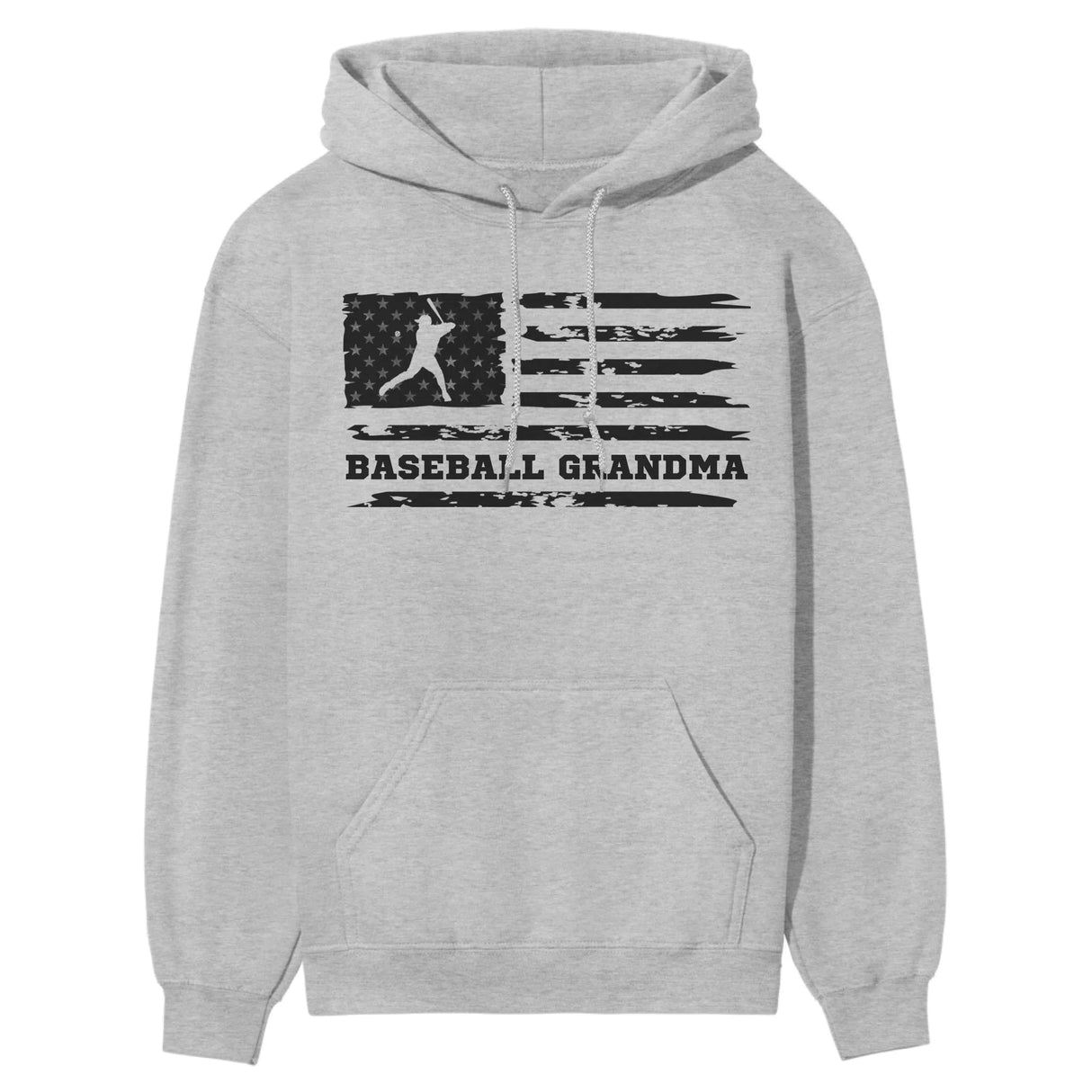 Baseball Grandma Horizontal Flag on a Hoodie with a Black Graphic