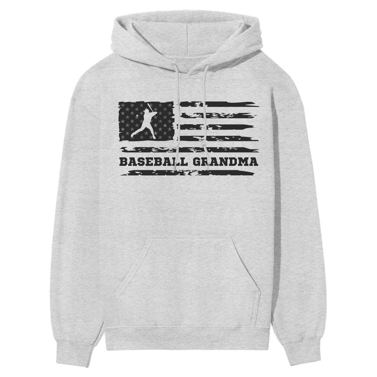 Baseball Grandma Horizontal Flag on a Hoodie with a Black Graphic