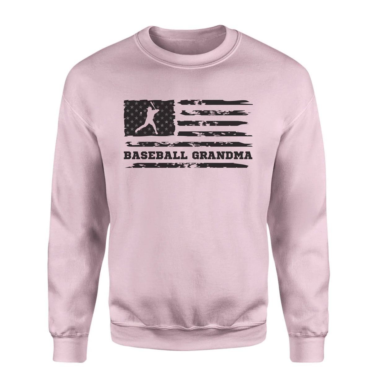 Baseball Grandma Horizontal Flag on a Sweatshirt with a Black Graphic