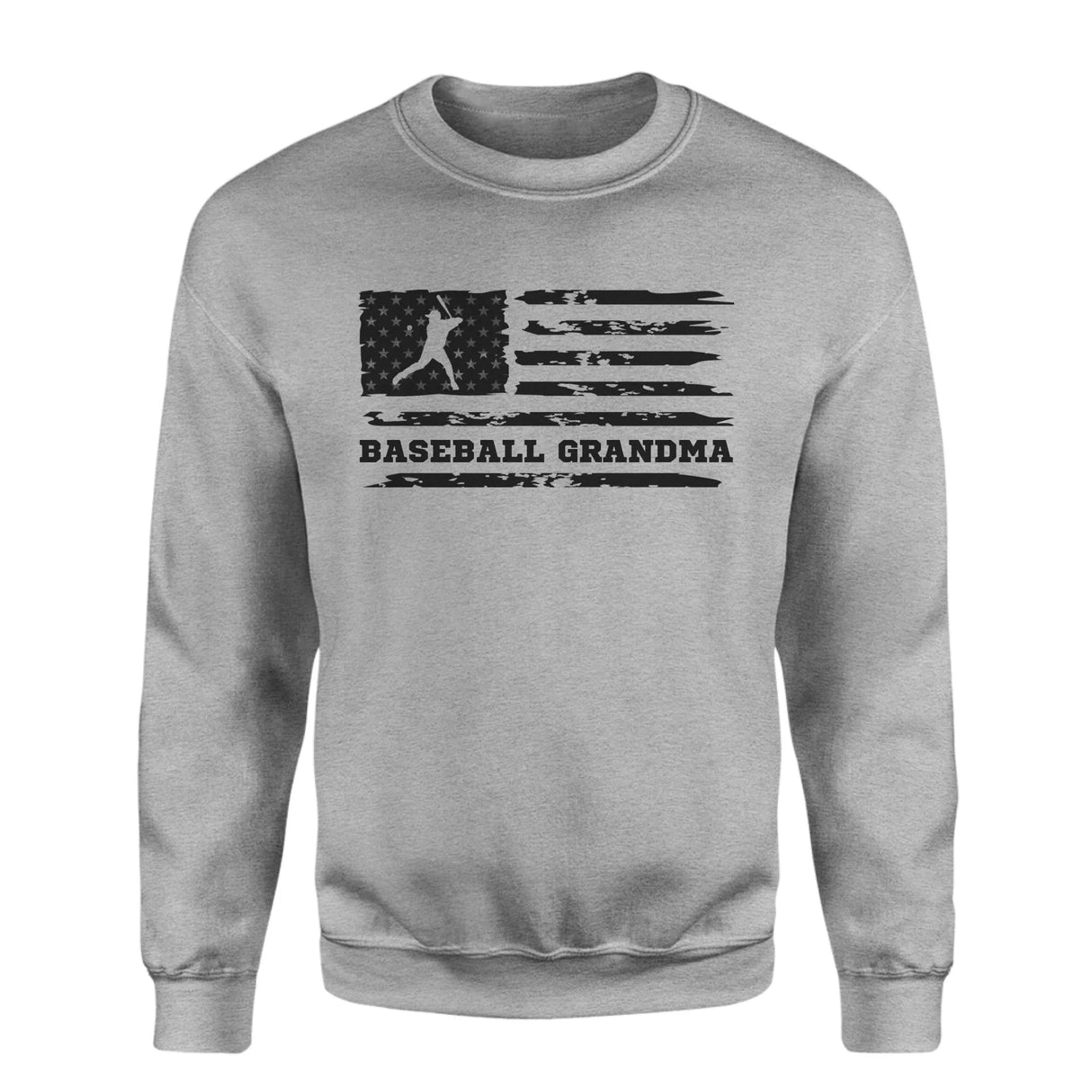 Baseball Grandma Horizontal Flag on a Sweatshirt with a Black Graphic