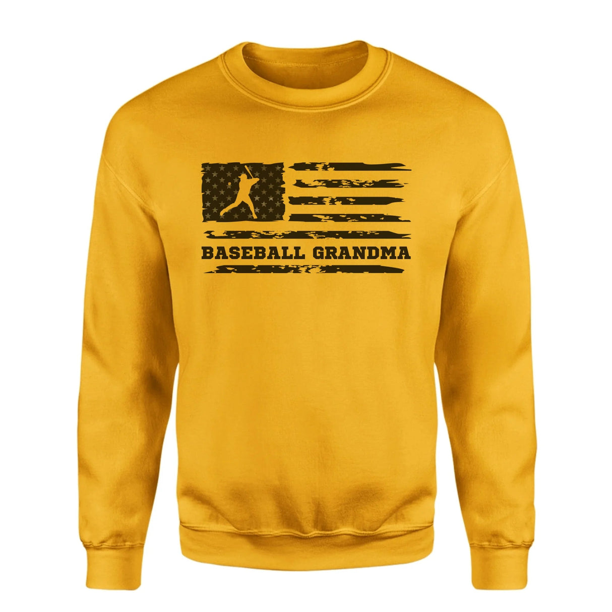 Baseball Grandma Horizontal Flag on a Sweatshirt with a Black Graphic