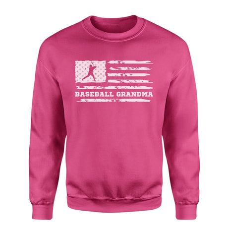Baseball Grandma Horizontal Flag on a Sweatshirt with a White Graphic
