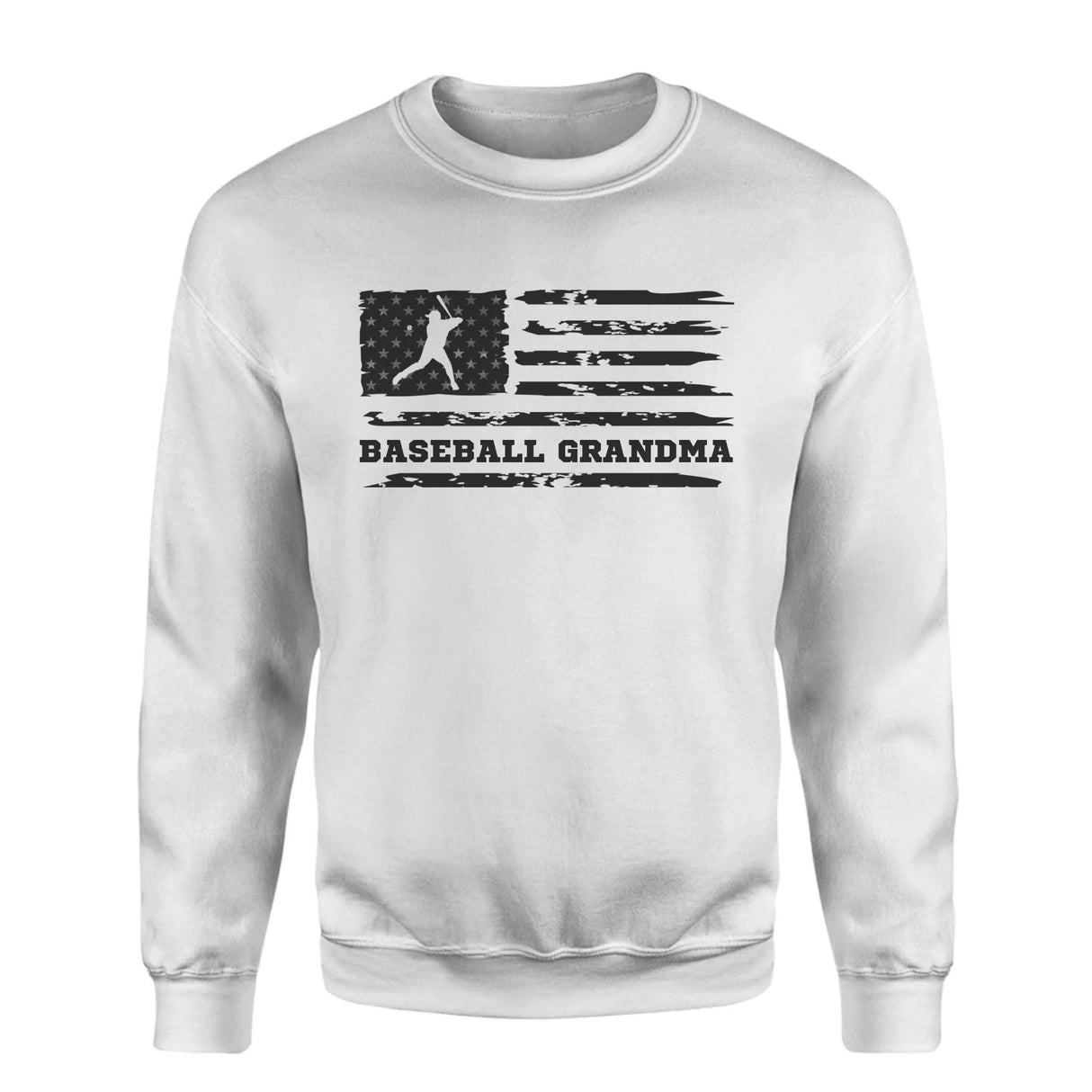Baseball Grandma Horizontal Flag on a Sweatshirt with a Black Graphic