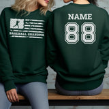 Baseball Grandma Horizontal Flag With Baseball Player Name on a Sweatshirt with a White Graphic