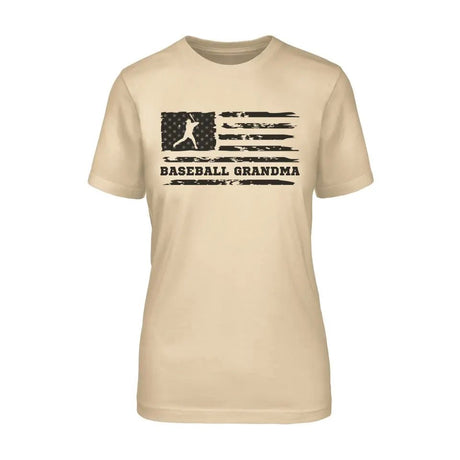 Baseball Grandma Horizontal Flag on a Unisex T-Shirt with a Black Graphic