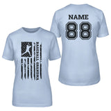 Baseball Grandma Vertical Flag With Baseball Player Name on a Unisex T-Shirt with a Black Graphic