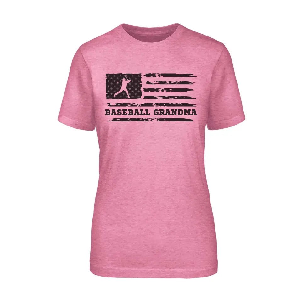 Baseball Grandma Horizontal Flag on a Unisex T-Shirt with a Black Graphic