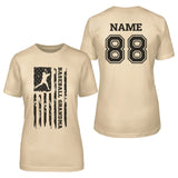 Baseball Grandma Vertical Flag With Baseball Player Name on a Unisex T-Shirt with a Black Graphic