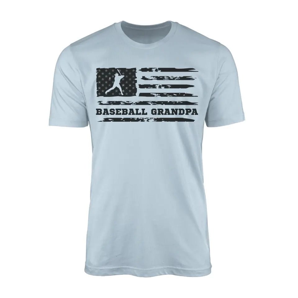 Baseball Grandpa Horizontal Flag on a Men's T-Shirt with a Black Graphic