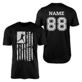 Baseball Grandpa Vertical Flag With Baseball Player Name on a Men's T-Shirt with a White Graphic