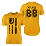 Baseball Grandpa Vertical Flag With Baseball Player Name on a Men's T-Shirt with a Black Graphic