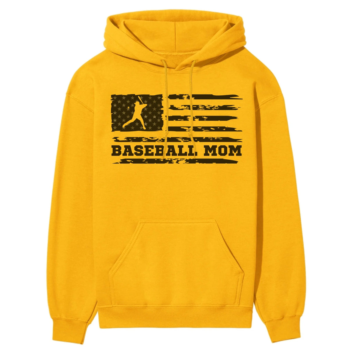Baseball Mom Horizontal Flag on a Hoodie with a Black Graphic