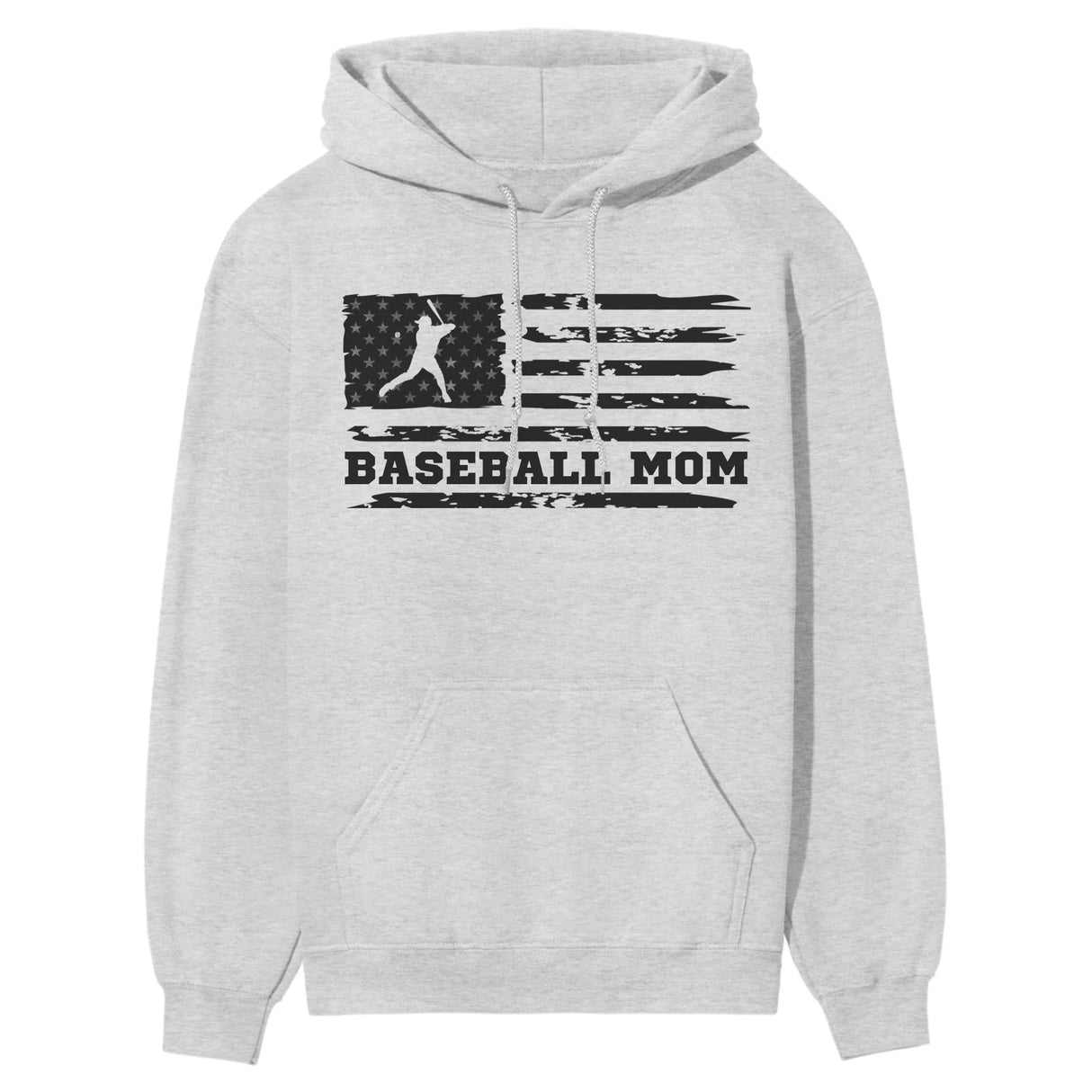 Baseball Mom Horizontal Flag on a Hoodie with a Black Graphic