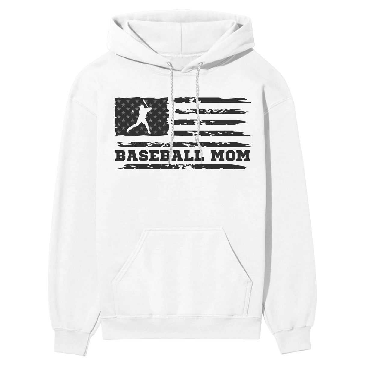 Baseball Mom Horizontal Flag on a Hoodie with a Black Graphic