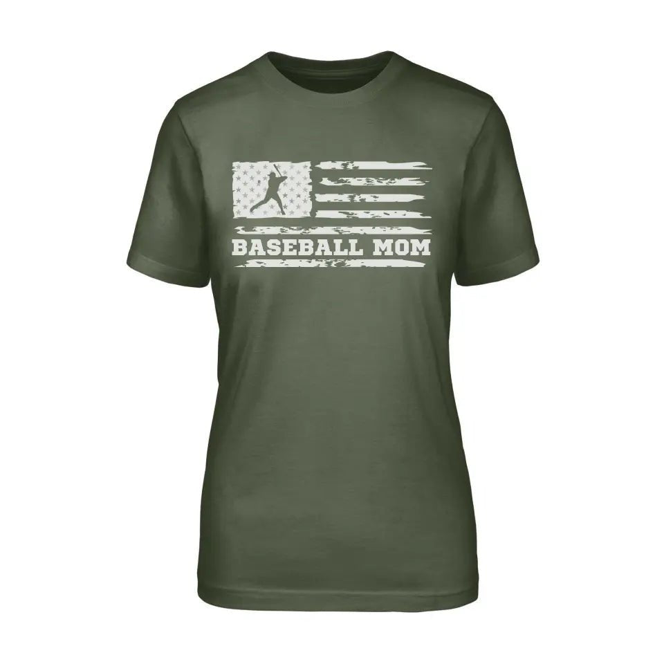 Baseball Mom Horizontal Flag on a Unisex T-Shirt with a White Graphic