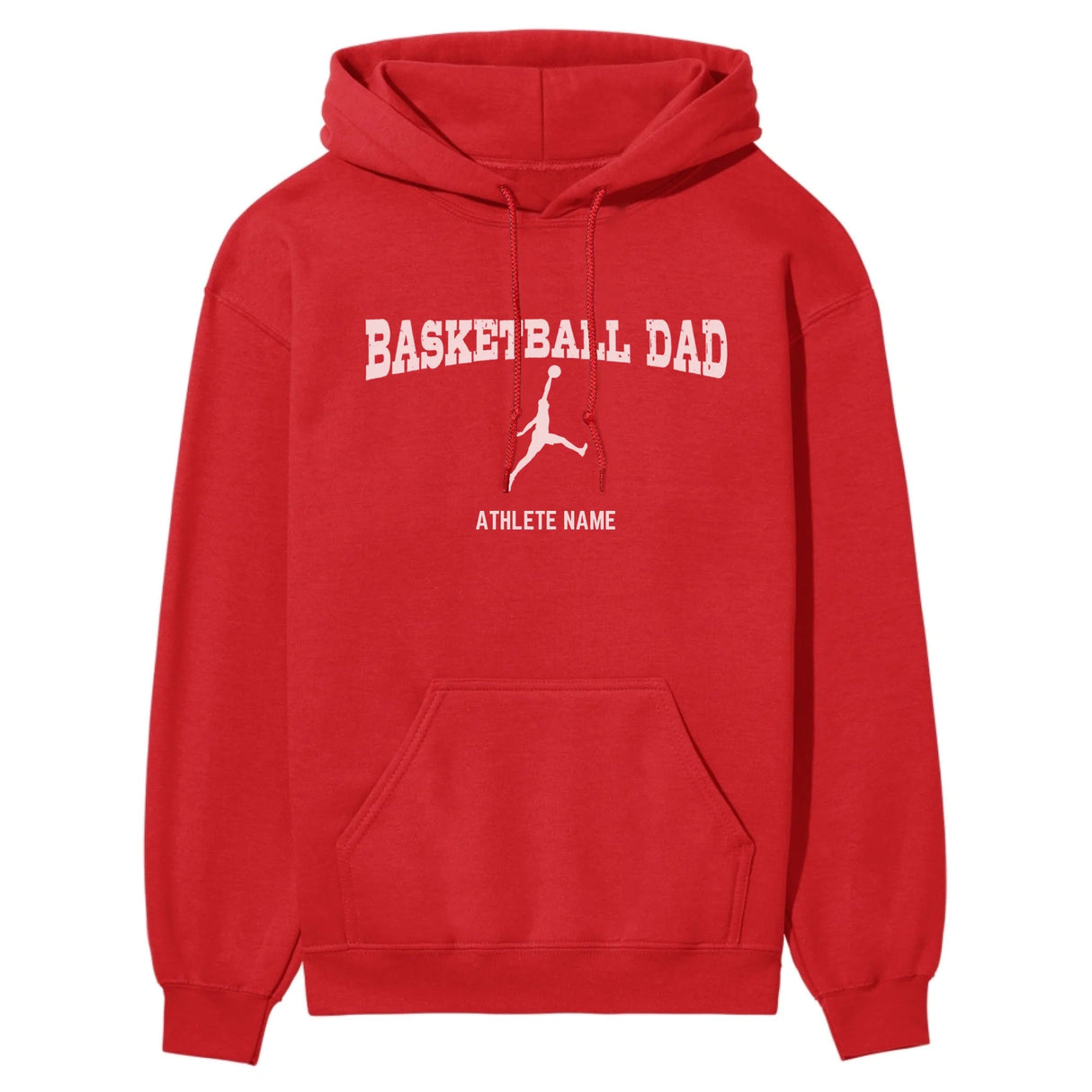 Basketball Dad with Basketball Player Icon and Basketball Player Name on a Hoodie with a White Graphic