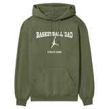 Basketball Dad with Basketball Player Icon and Basketball Player Name on a Hoodie with a White Graphic