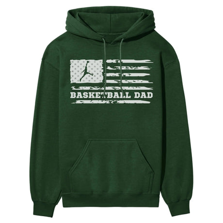 Basketball Dad Horizontal Flag on a Hoodie with a White Graphic