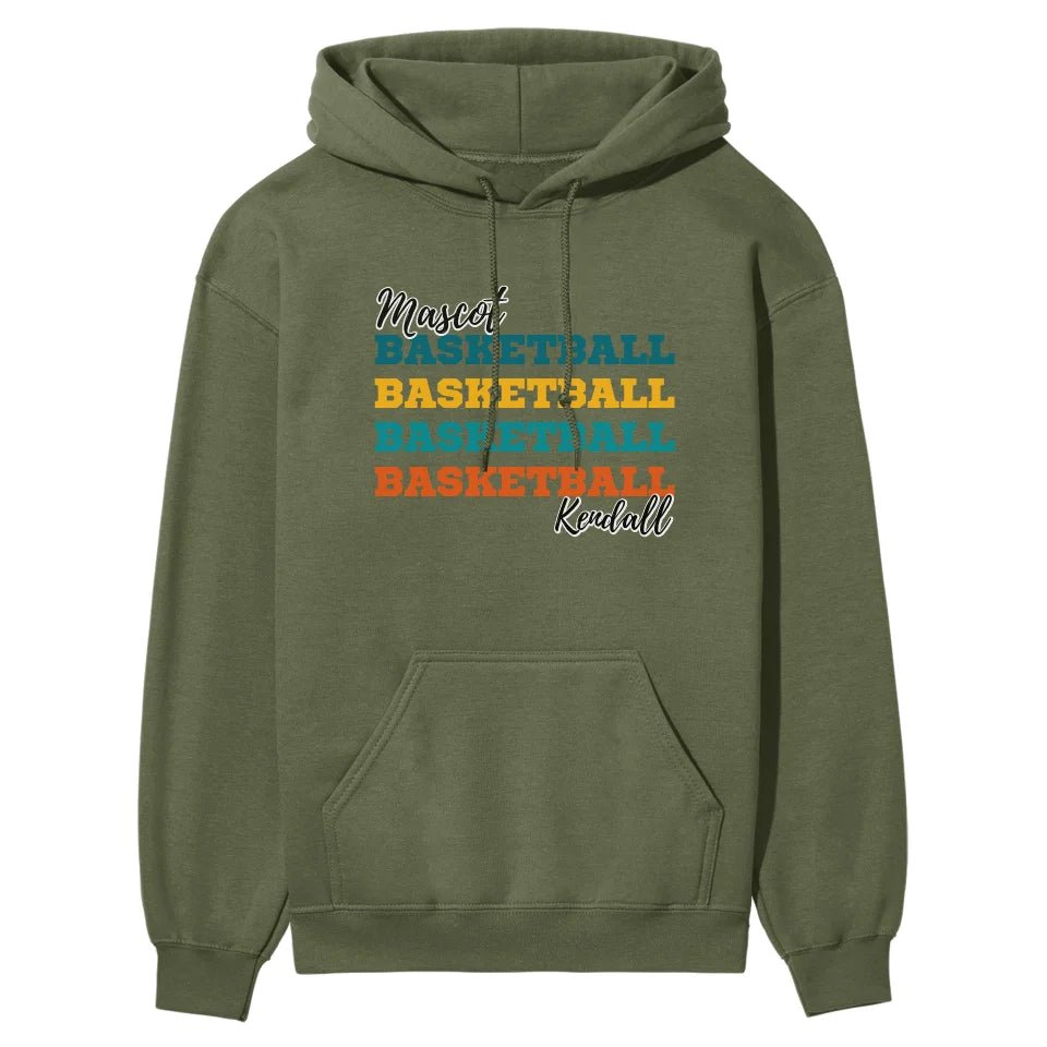 Personalized Basketball Basketball Basketball on a Hoodie With Mascot and Basketball Player Name on a Hoodie