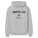 Basketball Dad with Basketball Player Icon and Basketball Player Name on a Hoodie with a Black Graphic